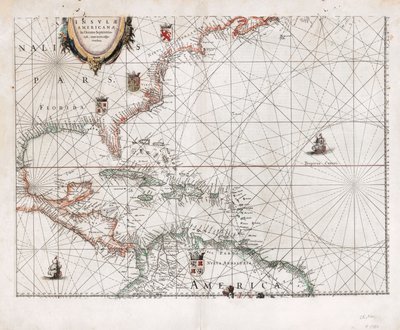 Insvlæ Americanæ in Oceano Septentrionali cum terris adjacentibus. LOC 2003630536 door Willem Janszoon Blaeu