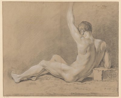 Zittend mannelijk naakt, op de rug gezien door Willem Joseph Laquy