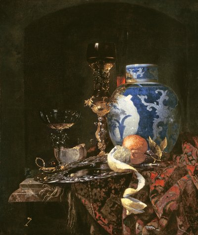 Stilleven met een Chinese Porseleinen Pot door Willem Kalf