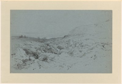 Heuvellandschap met beekje, bij Bergen in Noorwegen door Willem Maris