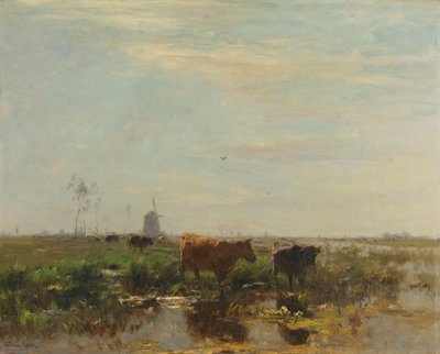 Weide met koeien bij het water door Willem Maris