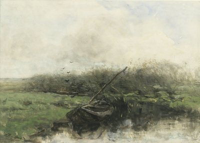 Roeiboot in een sloot door Willem Maris