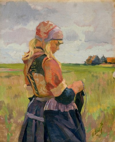 Jong Meisje in een Landschap [of Nederlands Meisje] door Willem Maris
