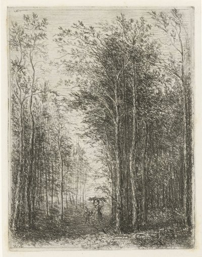 Boslandschap met houtsprokkelaars door Willem Matthias Jan van Dielen