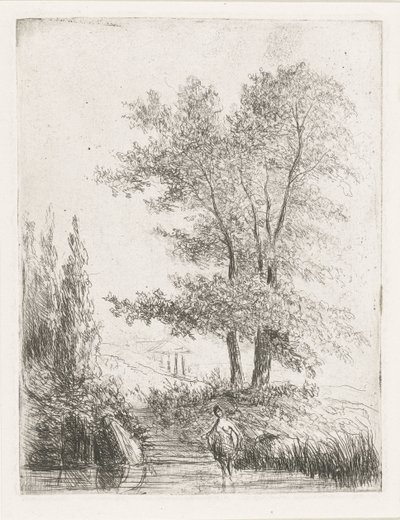 Heuvellandschap met baadster door Willem Matthias Jan van Dielen
