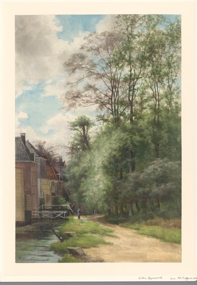 Gezicht langs de sloot bij het Bezuidenhout in het Haagse Bos door Willem Oppenoorth