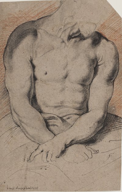 Christus gekroond met doornen. De torso van Christus. Naar Van Dyck door Willem Panneels