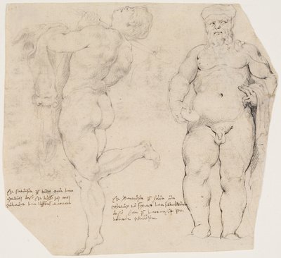 Dansende sater en staande Silenus door Willem Panneels