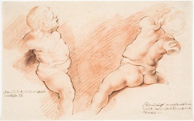 Centaur overwonnen door Amor. Antieke sculptuurgroep. Twee studies van Amor, een gezien van rechts, de andere van achteren door Willem Panneels