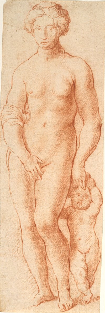 Venus en Amor. Beeldengroep gezien van voren door Willem Panneels