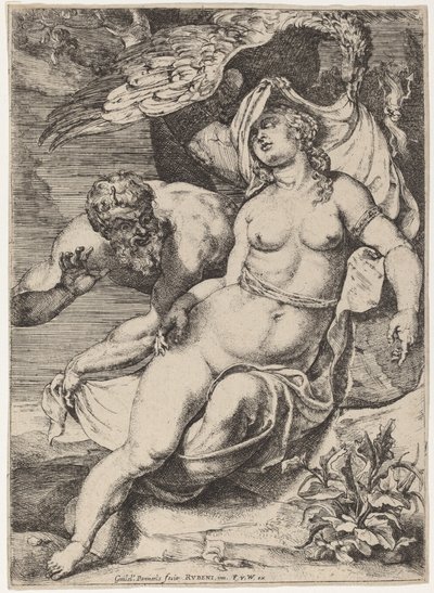 Jupiter en Antiope door Willem Panneels after Sir Peter Paul Rubens