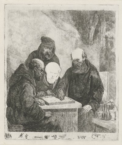 Dammende monniken door Willem Pieter Hoevenaar