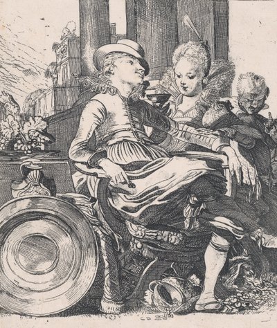 Het verliefde paar: Lucelle en Ascagnes, 1616 door Willem Pietersz. Buytewech