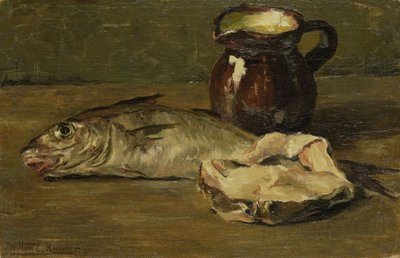 Stilleven met kabeljauw door Willem Roelofs