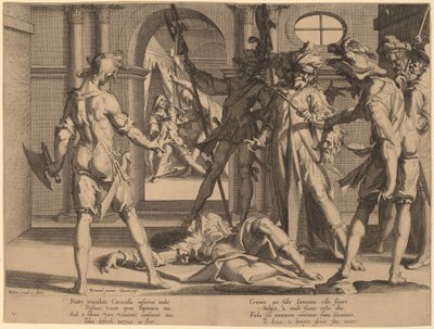 Onthoofding van de Romeinse Rechter Papinianus door Willem Swanenburgh, after Joachim Anthonisz Wtewael