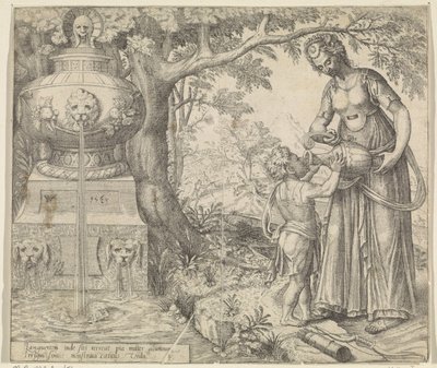 Hagar geeft Ismaël te drinken door Willem Thibaut