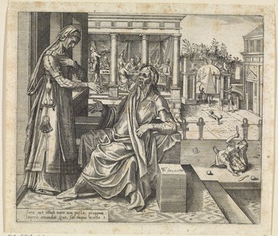 Sara vraagt Abraham om Hagar en Ismaël weg te sturen door Willem Thibaut