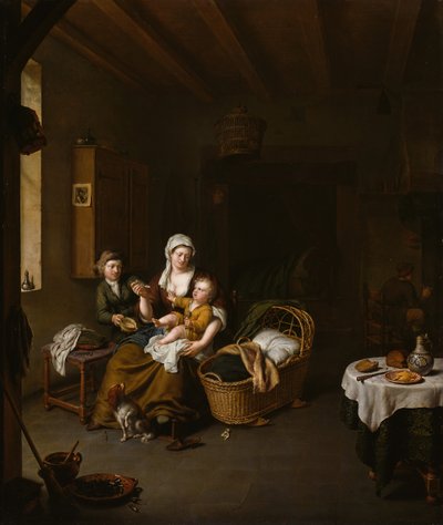Een Moeder die haar Kind Voedt De Gelukkige Moeder, 1707 door Willem Van Mieris