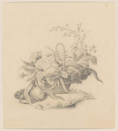 Mandje met bloemen door Willem Verbeet