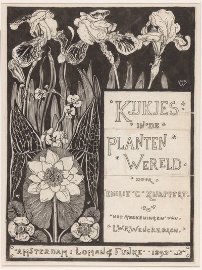 Bandontwerp voor: Knappert, Emilie C., Kijkjes in de plantenwereld, 1893 door Ludwig Willem Reymert Wenckebach