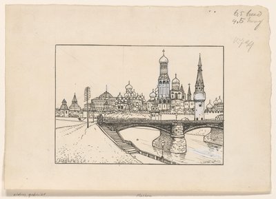 Gezicht op het Kremlin te Moskou door Ludwig Willem Reymert Wenckebach