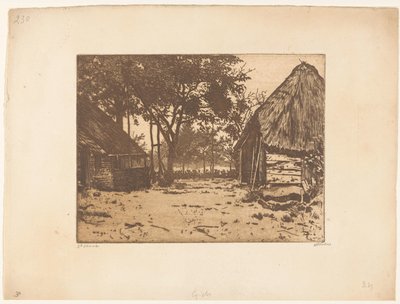 Boerenerf in Brabant door Willem Witsen (signed by artist)