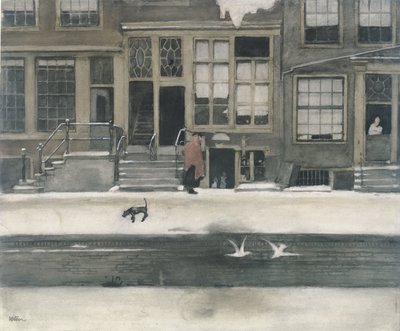 De Kromboomsloot te Amsterdam door Willem Witsen (signed by artist)