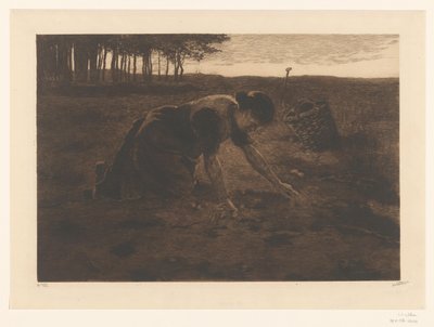 Geknielde aardappelrooister door Willem Witsen (signed by artist)