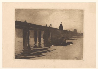 Gezicht op Charing Cross Bridge in Londen door Willem Witsen (signed by artist)