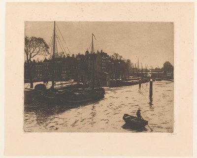 Gezicht op de Leuvehaven in Rotterdam door Willem Witsen (signed by artist)