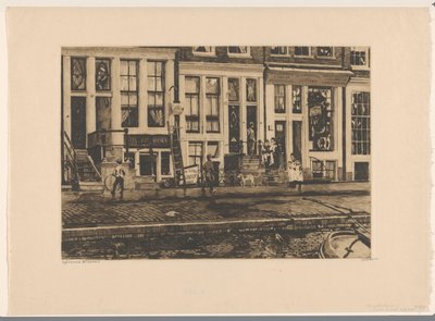 Gezicht op huizen aan de Oude Waal in Amsterdam door Willem Witsen (signed by artist)