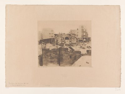 Gezicht op ruïnes in Post Street, San Francisco door Willem Witsen (signed by artist)