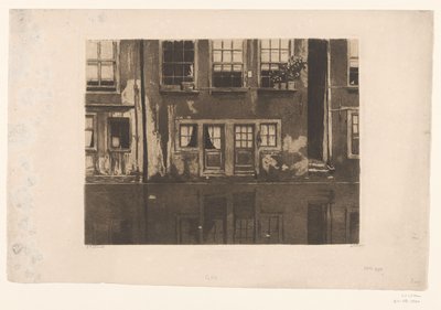 Huizen aan de Oudezijds Achterburgwal in Amsterdam door Willem Witsen (signed by artist)