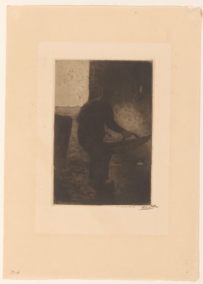 Man die aan het wannen is door Willem Witsen (signed by artist)