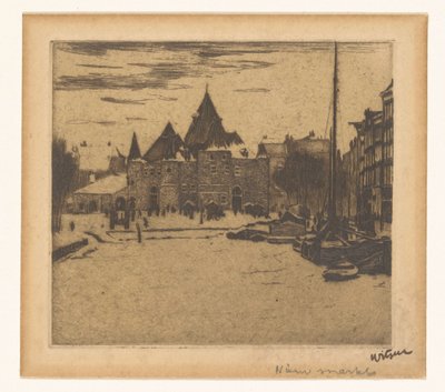 Nieuwmarkt in Amsterdam door Willem Witsen (signed by artist)