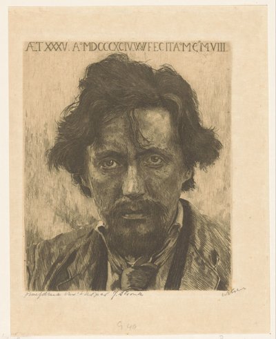 Portret van Willem Kloos door Willem Witsen (signed by artist)