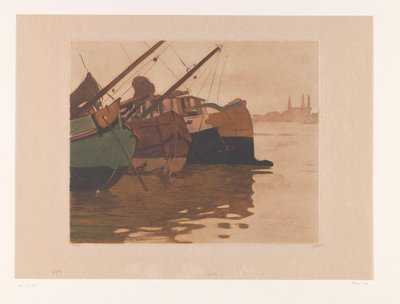 Turfschepen in het IJ door Willem Witsen (signed by artist)