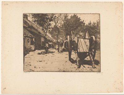 Wagen op een boerenerf in Brabant door Willem Witsen (signed by artist)