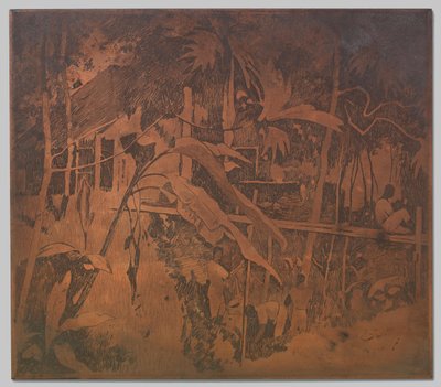 Bamboebrug over de kali in Buitenzorg door Willem Arnoldus Witsen