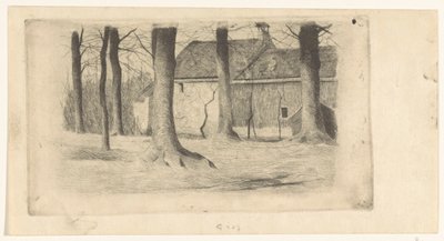 Bomen bij een huis door Willem Arnoldus Witsen