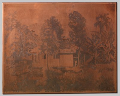 Buitenzorg, huis met vulkaan op de achtergrond door Willem Arnoldus Witsen