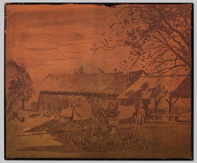 Gambar, lang bijgebouw, drogende was op de voorgrond door Willem Arnoldus Witsen