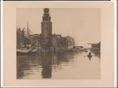 Gezicht op de Montelbaanstoren in Amsterdam door Willem Arnoldus Witsen