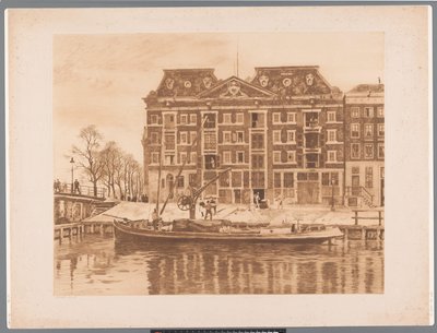 Gezicht op de gevel van het pakhuis van de WIC vanaf Oudeschans gezien door Willem Arnoldus Witsen