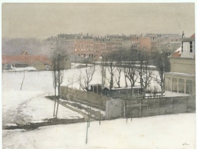 Gezicht op het Oosterpark in de sneeuw door Willem Arnoldus Witsen