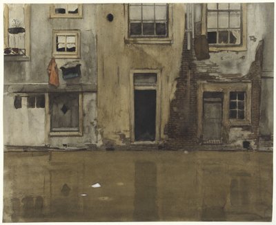 Huizen aan een gracht door Willem Arnoldus Witsen