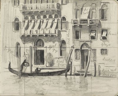 Huizen met zonwering over de balkons aan het Canal Grande te Venetië door Willem Arnoldus Witsen