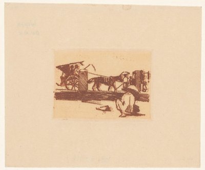 Hurkend figuur en een sado in Buitenzorg door Willem Arnoldus Witsen