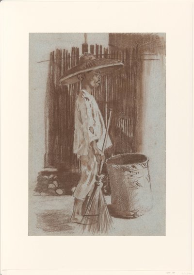 Indonesische straatveger door Willem Arnoldus Witsen