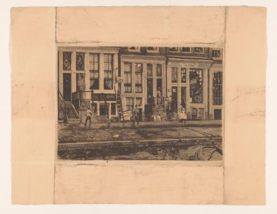Oude Waal mit der Waschanlage der Schwestern Veltkamp door Willem Witsen